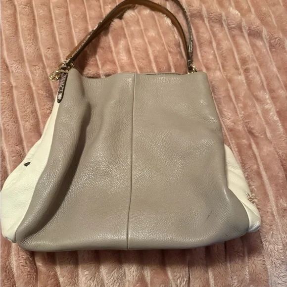 Coach Gray and Cream Shoulder Bag - Picture 1 of 7